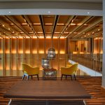 Quiet seating area overlooking the lobby at the Delta Toronto